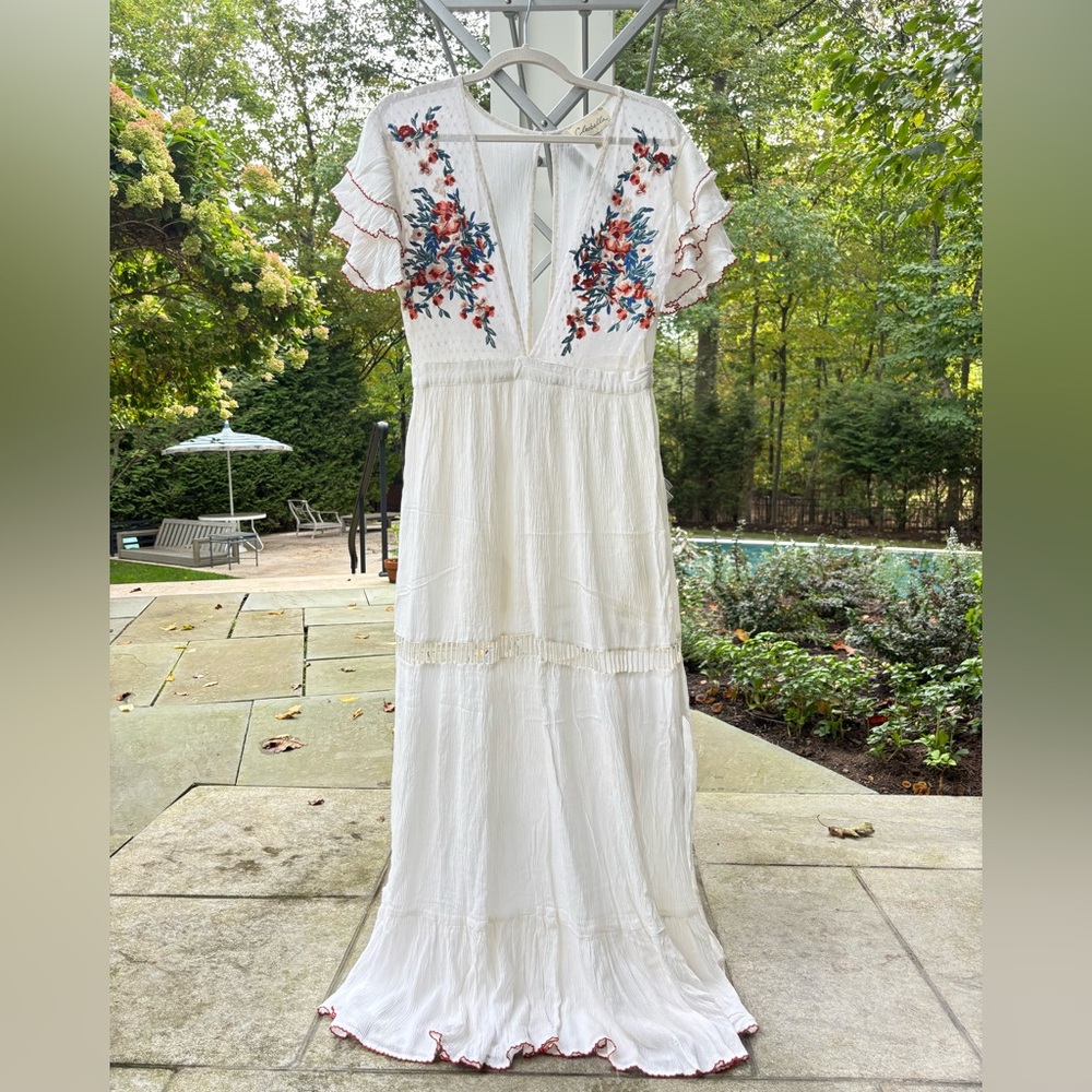 Cleobella Ivory Blouse with Vibrant Floral Embroidery | Maxi dress | Vacation